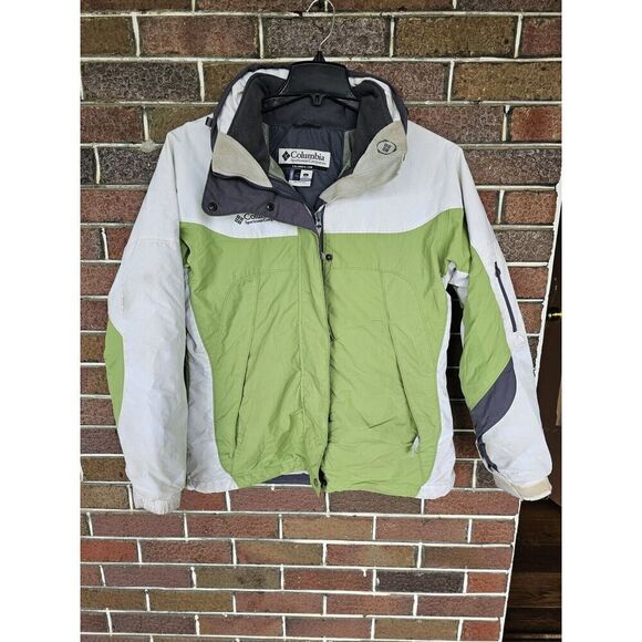 Columbia Womens Windbreaker Ski Jacket Core Interchange Green White Size  Large - Picture 1 of 8